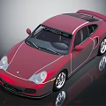 Red Porsche Sports Car With Sleek Exterior And Shiny Reflective Surface Design