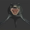Prehistoric Marine Creature On Dark Background With Open Mouth Sharp Teeth And Streamlined Body 3d model