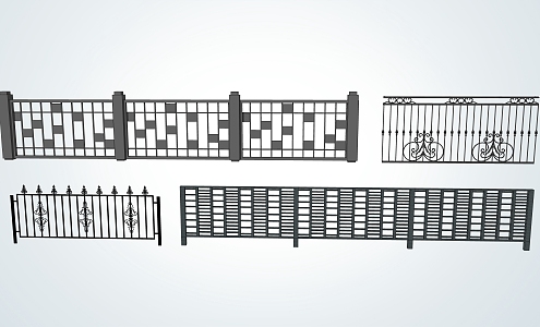 Modern Railing Iron Railing 3d model