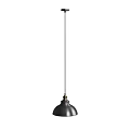 Modern Black Minimalist Pendant Light With Slender Metal Cord And Dome Shade
