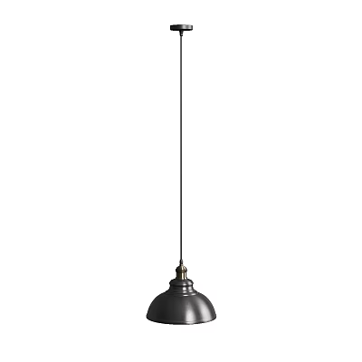Modern Black Minimalist Pendant Light With Slender Metal Cord And Dome Shade 3d model