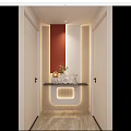 Cream Simple Style Arc Light Strip Grille Corridor End View Entrance 3d model