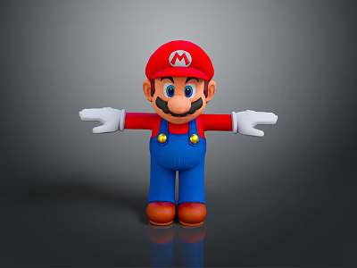 Super Mario Figurine With Red Hat Blue Overalls White Gloves And Brown Shoes 3d model