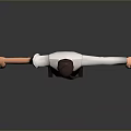 3D Model of Standing Man with Arms Outstretched in White Shirt Tie and Gray Pants