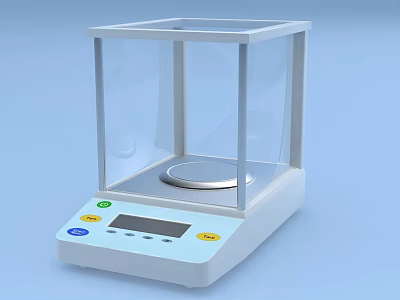 Commercial Electronic Precision Balance With Transparent Wind Shield Digital Display And Control Buttons 3d model