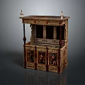 Traditional Wooden Cabinet With Intricate Carvings Decorative Columns And Ornate Panels