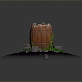 Wooden Barrel Water Barrel Old Wooden Barrel Water Barrel Pot Container Realistic 3d model