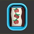 Delicious Dark Red Cake Roll With White Cream And Fresh Strawberries On Blue Plate