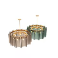 Modern Green Glass Chandelier With Textured Wave Pattern Hanging Light Fixture