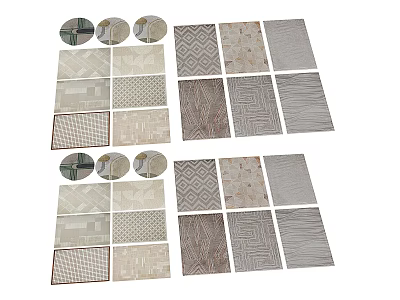 Various Patterned Square Rugs With Different Designs And Styles For Home Decor 3d model