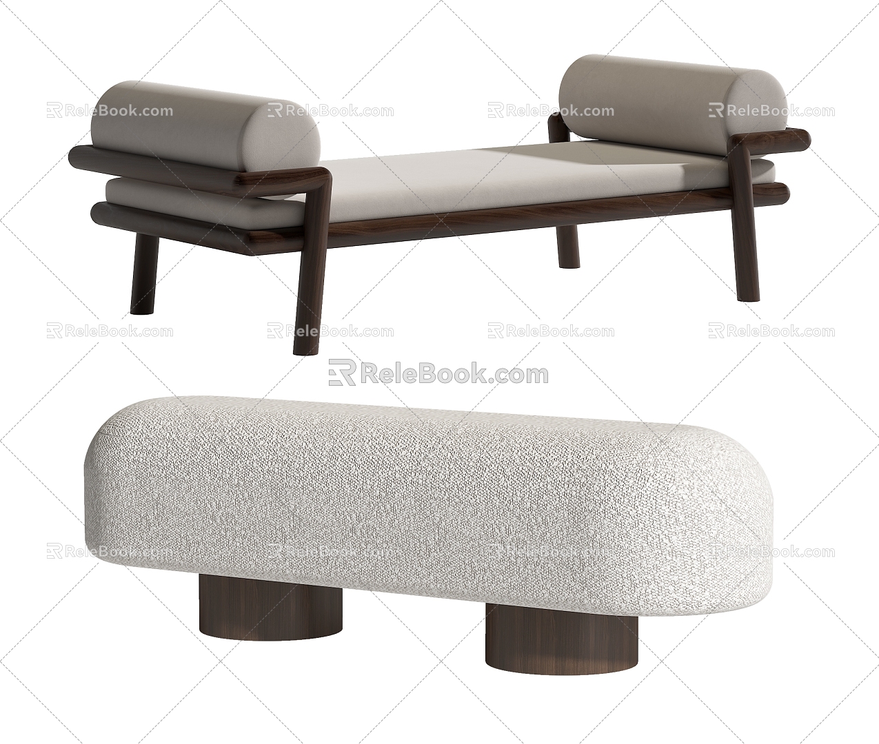 bed end stool 3d model