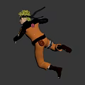 Blonde Haired Ninja Character In Orange Black Outfit Holding Blue Energy Ball In Dynamic Stance