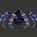 Vibrant Colorful Crab With Red Blue Purple Shell And Spotted Legs