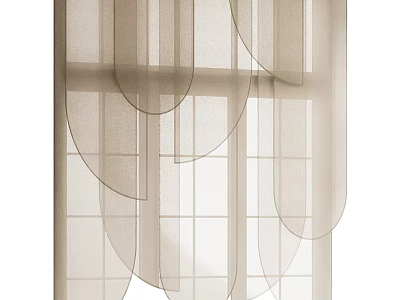 Beige Transparent Sheer Curtains With Arched Design For Light Elegant Window 3d model