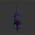 Unique Dinosaur Like Fantasy Creature In Purple Blue With Crest And Long Claws