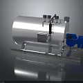 Industrial Stainless Steel Storage Tank With Support Frame Pressure Gauges And Blue Component