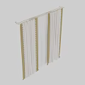 Green And White Curtains With Scalloped Edges And Sheer Fabric For Home Decor