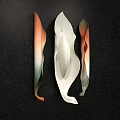 Modern Petal Shaped Wall Decor with White Orange Green Gradient on Black Background 3d model