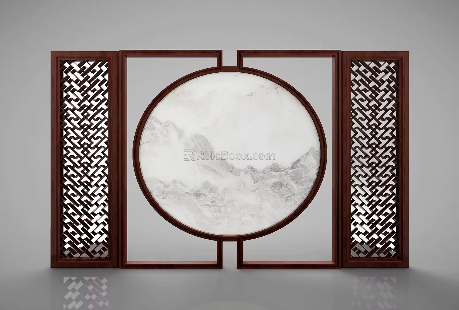 Chinese TV background wall partition wall 3d model