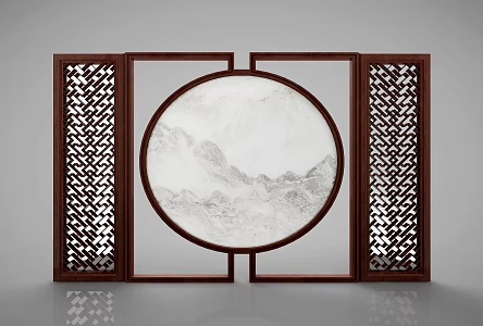 Chinese TV background wall partition wall 3d model