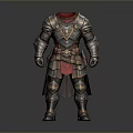 Medieval Warrior Battle Armor With Metallic Finish Red Lining And Golden Accents