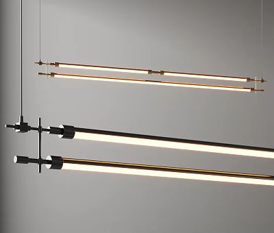 Linear Modern Minimalist Pendant Lights Black and Gold for Living Room Dining Room 3d model