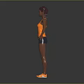 Female USA Athlete Wearing Orange Vest Black Shorts And Orange Shoes With Number 1509 Standing