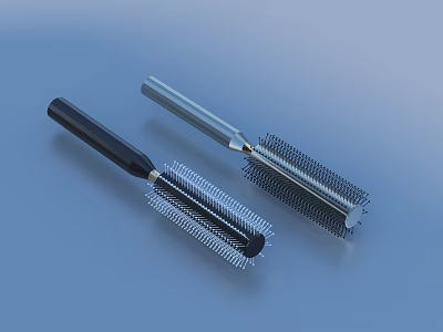 Household Brushes With Black And Silver Handles Dense Bristles For Daily Use 3d model