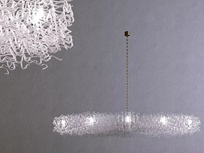 Modern White Wavy Transparent Spiral Crystal Chandelier With Decorative Illuminated Glass 3d model