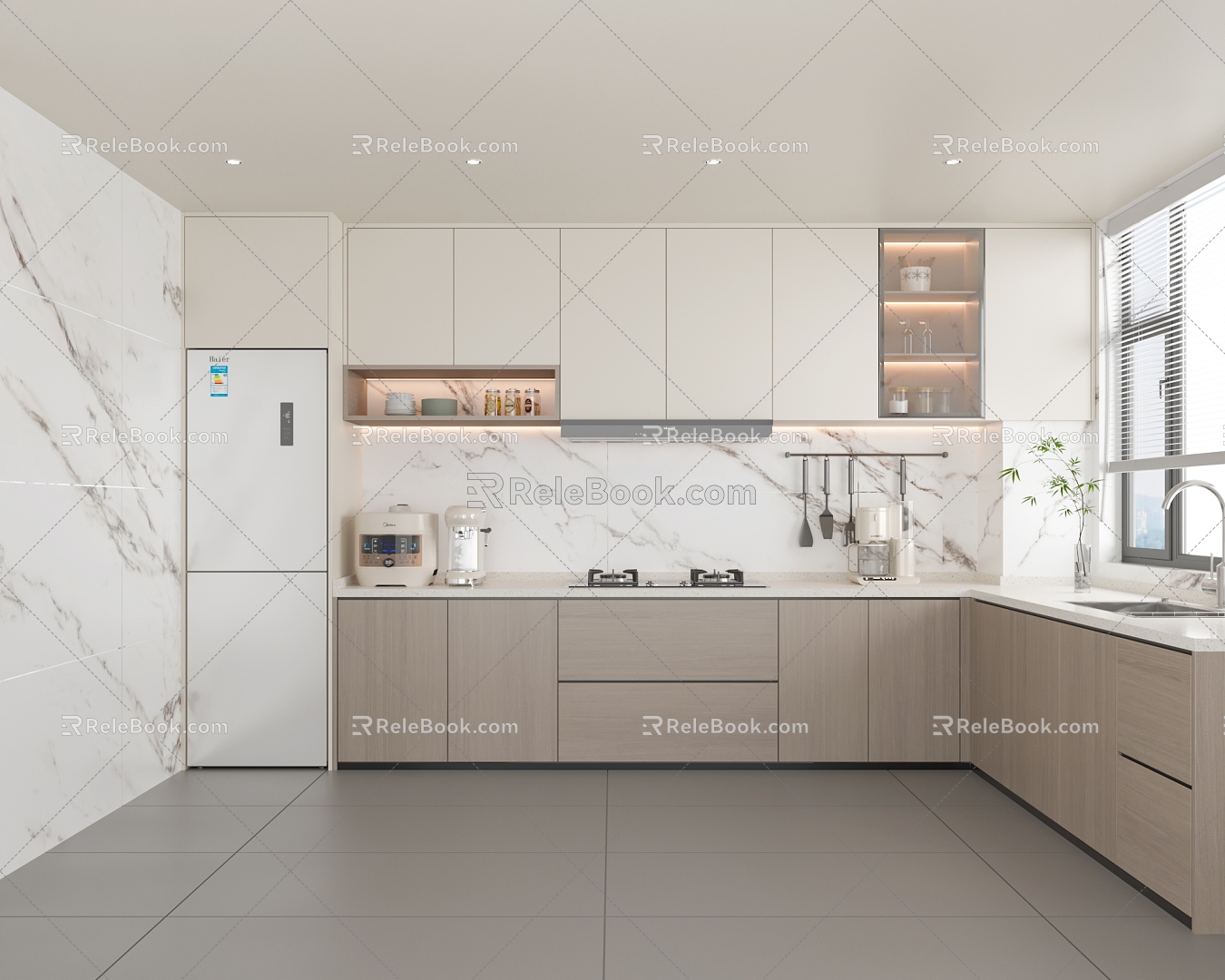 Modern Cream Style Kitchen 3d model