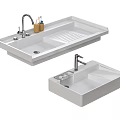 Modern White Ceramic Washbasin With Chrome Faucet And Drainage Area Design