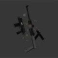 Tactical Assault Rifle With Scope Suppressor Magazines And Scattered Bullets 3d model