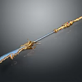 Ornate Decorative Sword With Golden Accents Blue Blade And Dragon Design