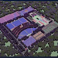 Aerial View Of Industrial Park With Greenery And Buildings