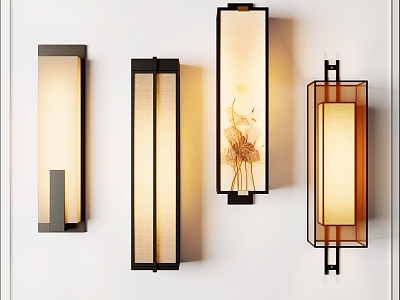 New Chinese style wall lamp combination 3d model