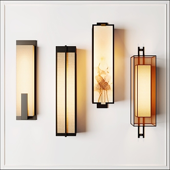 New Chinese style wall lamp combination 3d model