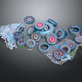 Discarded Tires And Plastic Bags Scattered On Ground With Small Debris