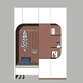 Modern White And Brown Shoe Cabinet With Arched Niche Hanging Rack Bench And Open Shelves