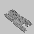 Futuristic Military Tank with Long Cannon Turret and Armored Tracks in Dark Metallic Finish