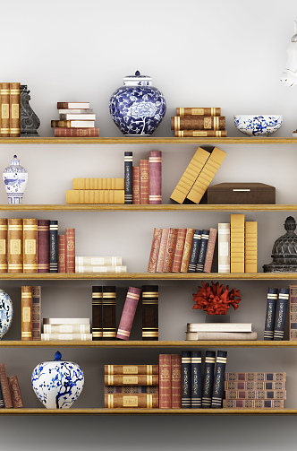 American Bookshelf Book Ornaments 3d model