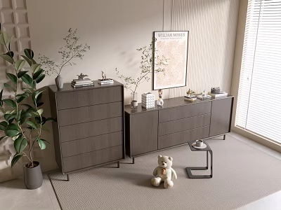 Modern Black Wood Grain Entrance Cabinet Sideboard Cabinet Balcony Cabinet Storage Cabinet Entrance Cabinet 3d model
