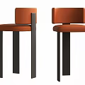 Modern Orange Upholstered Bar Stools With Black Metal Legs And Sleek Design