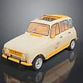Cream And Yellow Vintage Car With Retro Roof Rack White Wheels And Classic Design