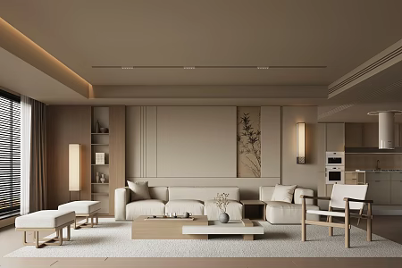 New Chinese Style Song Style Living Room 3d model