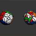 Colorful Geometric Spherical Structures With Multicolored Panels And Black Vertex Details