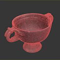 Ancient Hand Carved Ceramic Cup With Double Handles And Retro Design