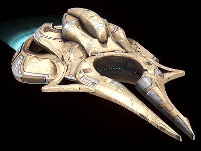 Futuristic Cosmic Spaceship Design With Streamlined Structure And Illuminated Thrusters For Deep Space Exploration 3d model