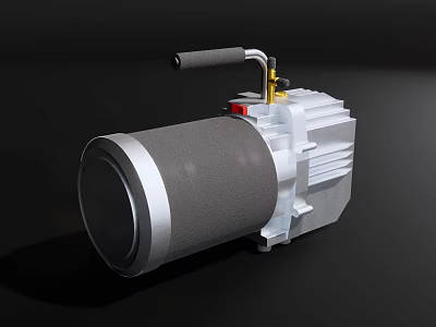 Industrial Mechanical Equipment With Cylindrical Body Silver Housing Black Handle And Yellow Pipe 3d model