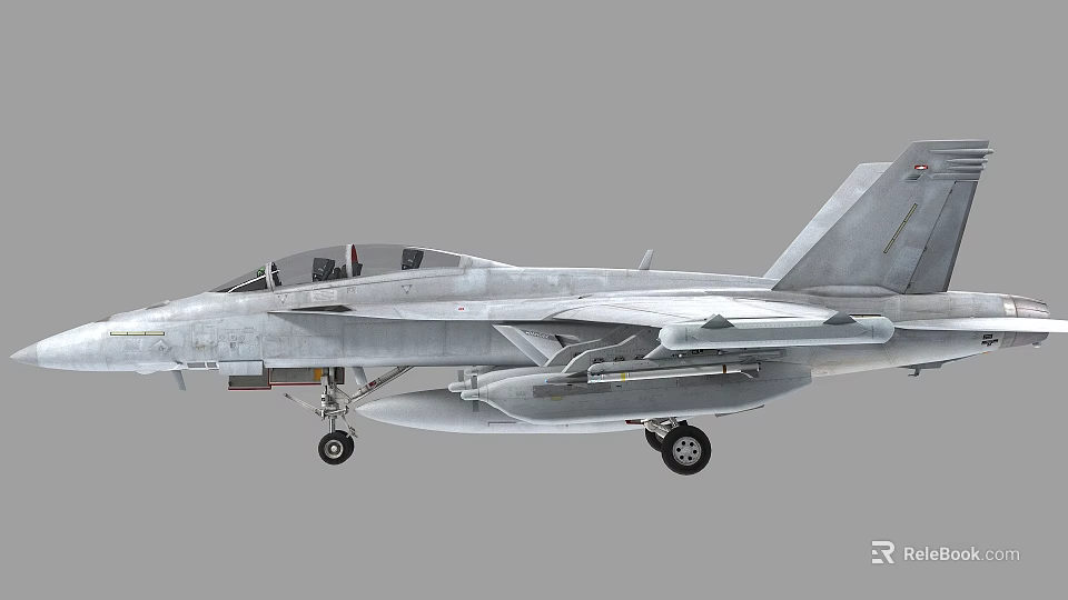 Gray Fighter Jet With Open Cockpit Landing Gear And Mounted Missiles 3d model 