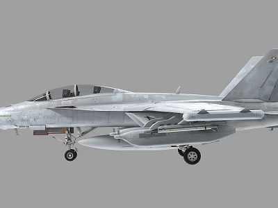 Gray Fighter Jet With Open Cockpit Landing Gear And Mounted Missiles 3d model